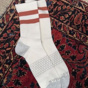 Bombas Vintage Style Rust Brown Stripe Crew Socks Size Large NEW